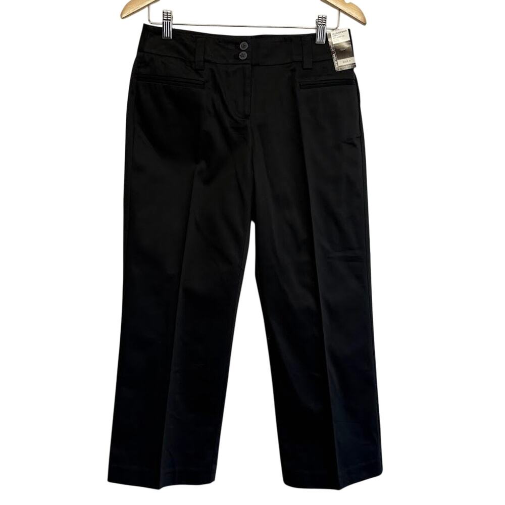 New York & Company Black Mid Rise Crop Dress Pants Studio Stretch Y2K Original 4